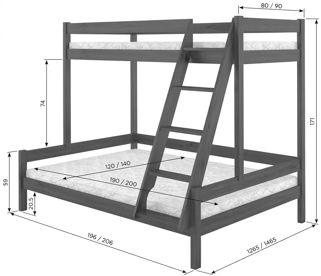 Двухъярусная кровать Mebigrand Atlanta 90/140x200 (White) - 2