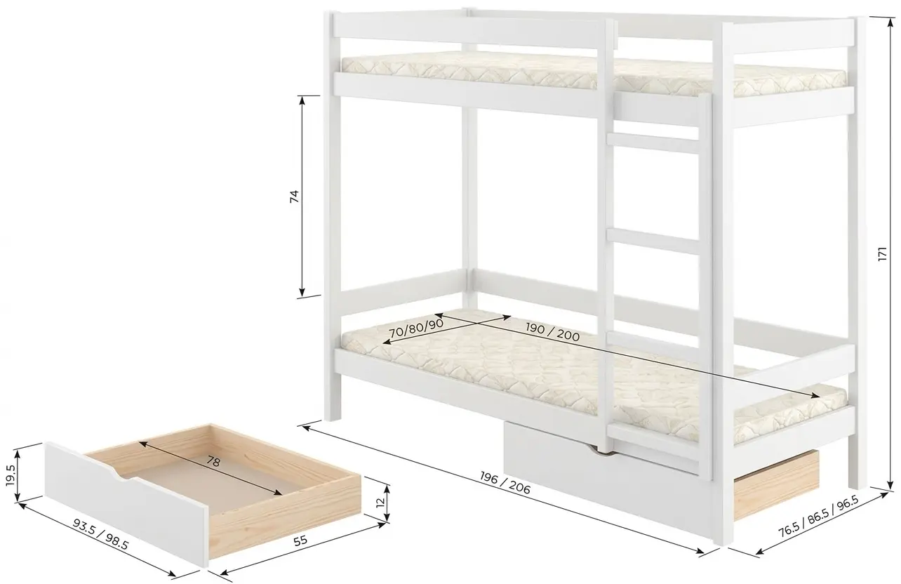 Двухъярусная кровать Mebigrand Atlanta Mini 90x200 - 2
