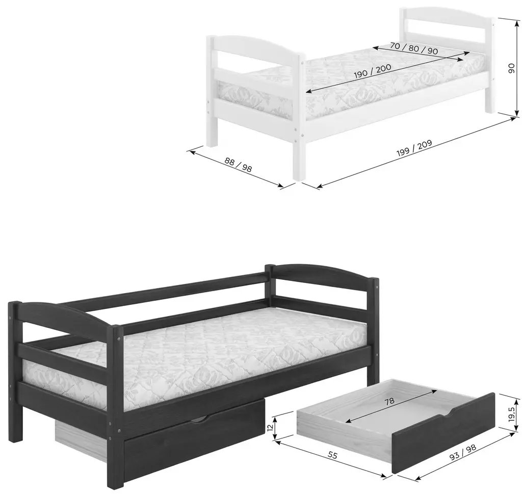 Кровать Mebigrand Chicago Little 2 90x200 (Blue) - 3