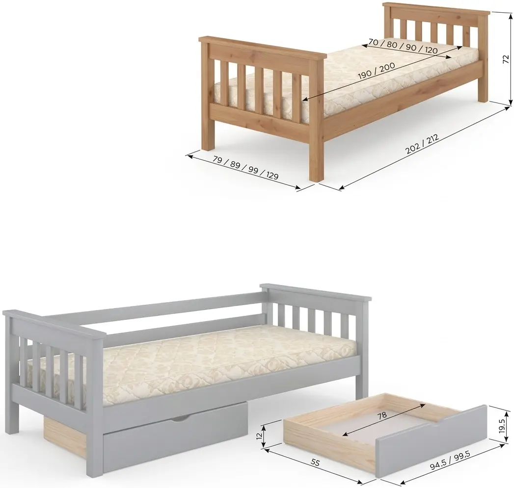 Pat Mebigrand Scandinavia Little 2 80x190 (White/Light Walnut) - 2