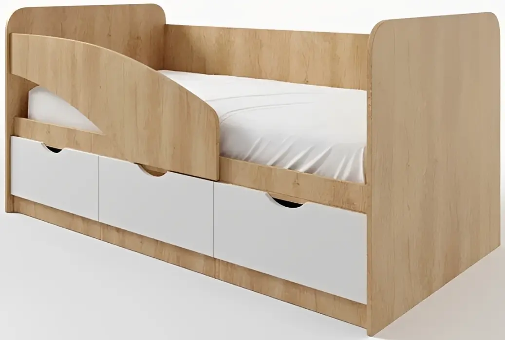 Pat МЛ-Мебель Yunior 1 80х180cm cu bariera (Golden Oak/White) - 3