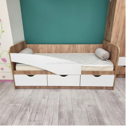 Pat МЛ-Мебель Yunior 1 80х180cm cu bariera (Golden Oak/White) Thumb