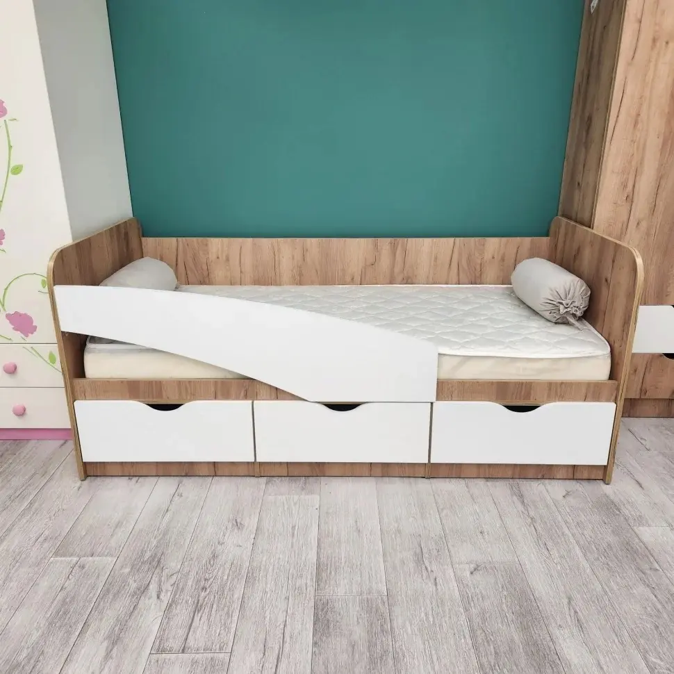 Pat МЛ-Мебель Yunior 1 80х180cm cu bariera (Golden Oak/White)