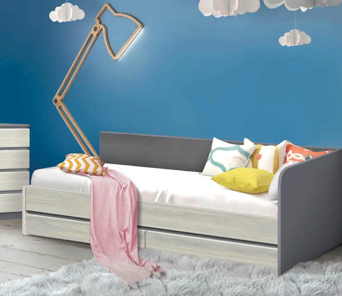 Pat Modern Komfi 90x200 (Slate Gray/Craft Oak White)