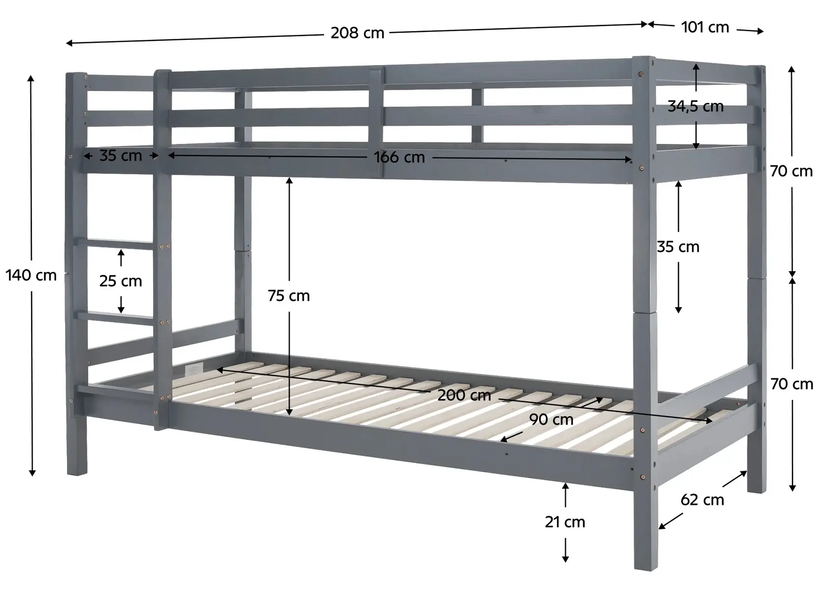 Pat suprapus Tempo Kondela Ineza 90x200 (Grey) - 11