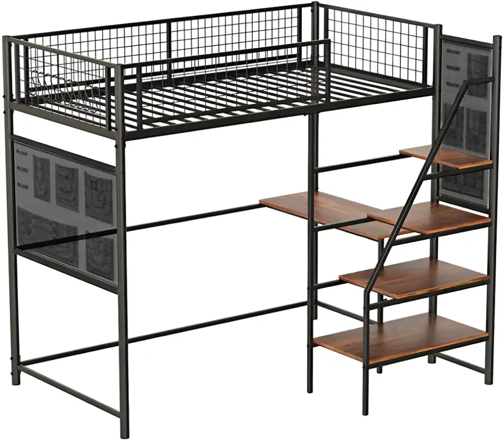 Pat supraetajat Tempo Kondela Niven 90x200 (Black/Rustic Oak)