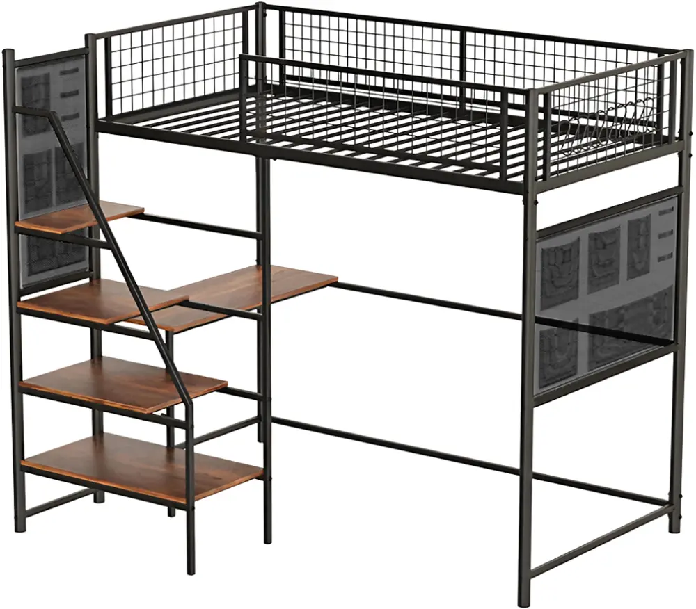 Pat supraetajat Tempo Kondela Niven 90x200 (Black/Rustic Oak)