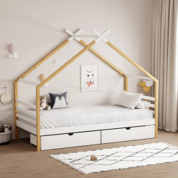 Pat casuta Tempo Kondela Tara 90x200 (White/Brown)