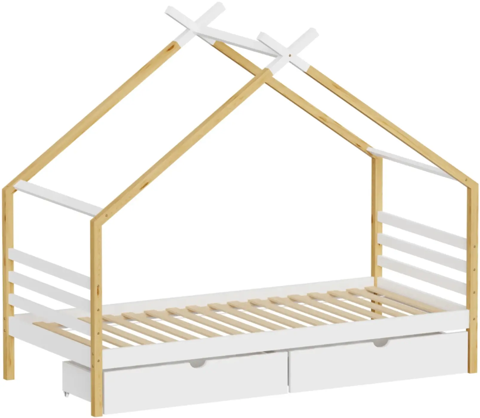 Pat casuta Tempo Kondela Tara 90x200 (White/Brown) - 4