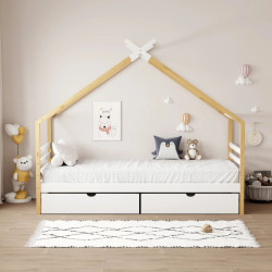 Pat casuta Tempo Kondela Tara 90x200 (White/Brown) Thumb