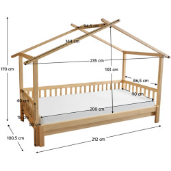 Кровать раздвижная Tempo Kondela Kesio 90/180x200 (Natural) Thumb