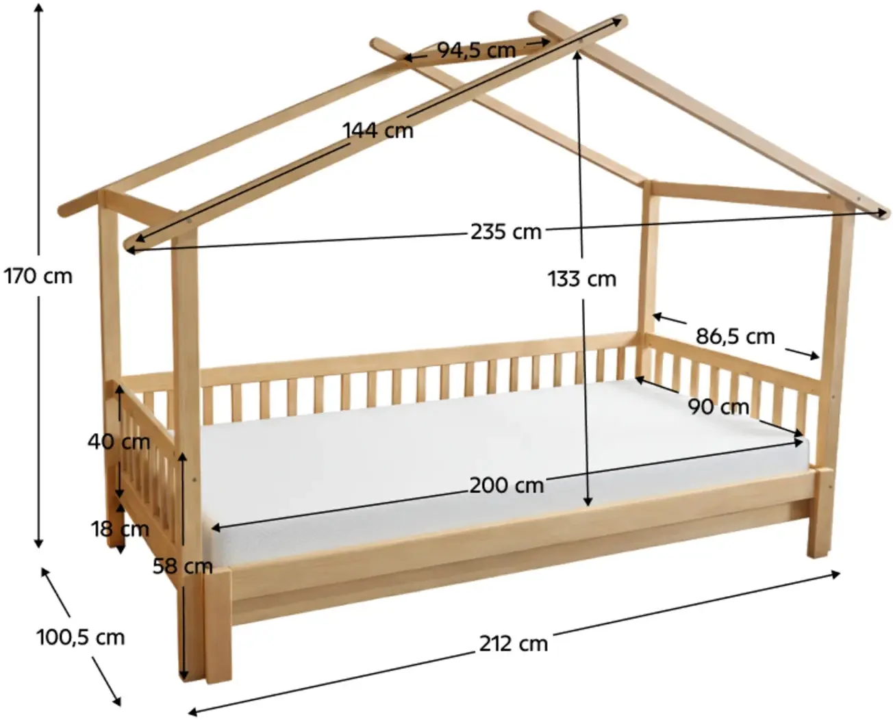 Кровать раздвижная Tempo Kondela Kesio 90/180x200 (Natural) - 6