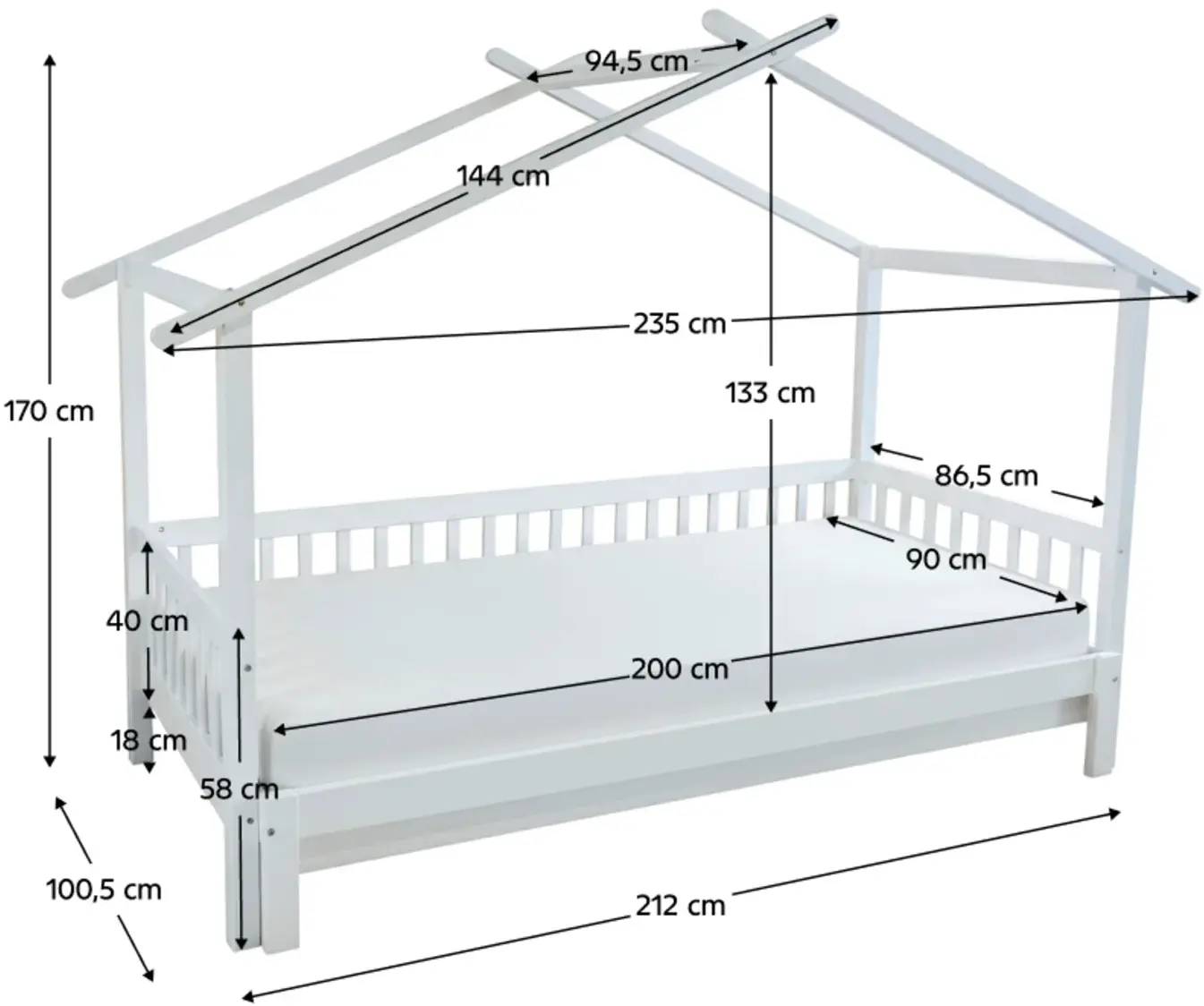 Pat extensibil Tempo Kondela Kesio 90/180x200 (White) - 6