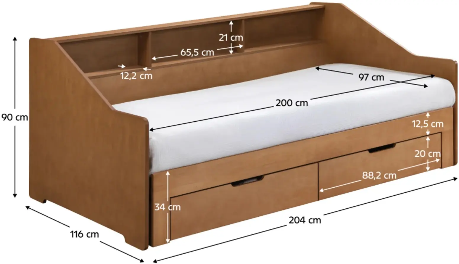 Кровать раздвижная Tempo Kondela Moneta 90/180x200 (Oak) - 6