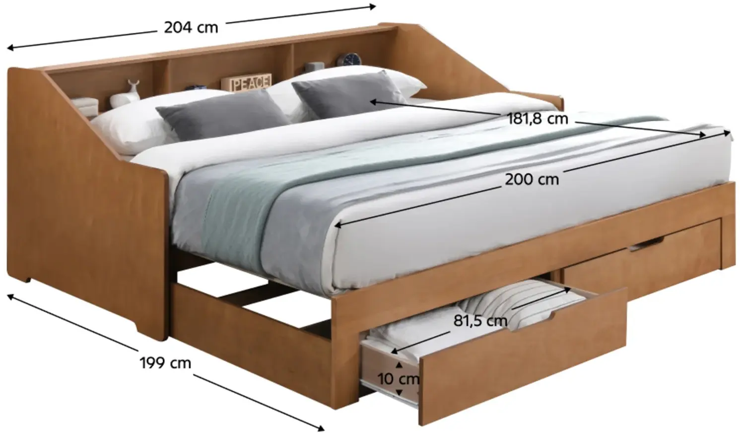 Кровать раздвижная Tempo Kondela Moneta 90/180x200 (Oak) - 7