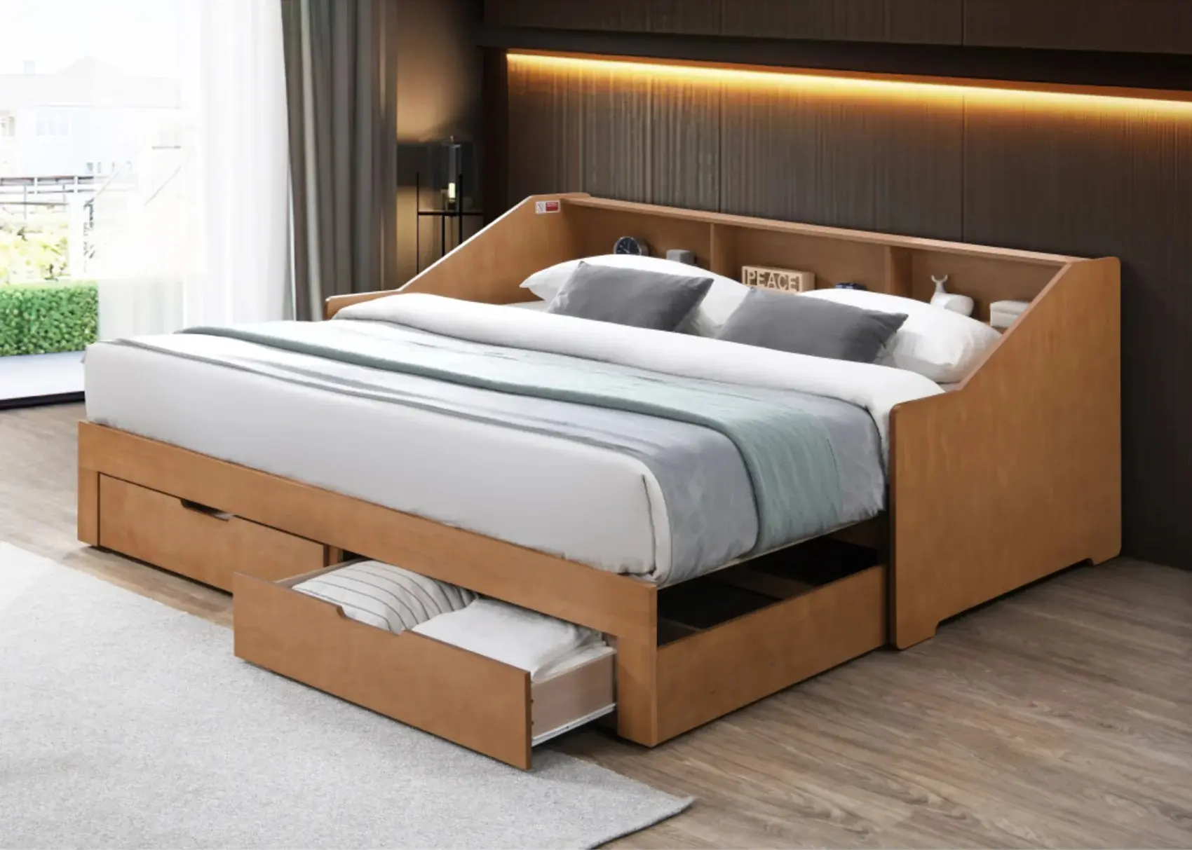 Кровать раздвижная Tempo Kondela Moneta 90/180x200 (Oak) - 8
