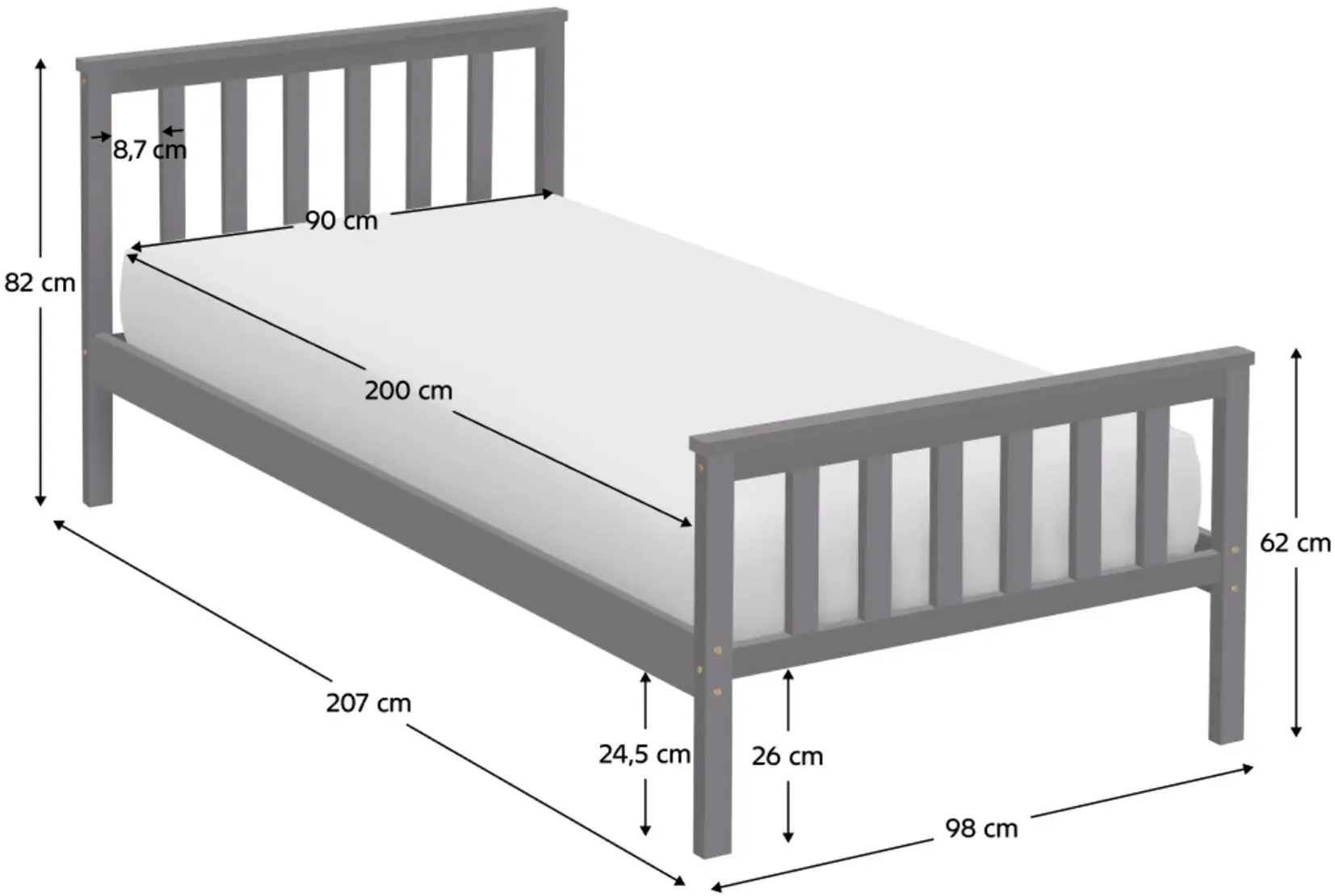 Pat Tempo Kondela Anatra 90x200 (Grey) - 5