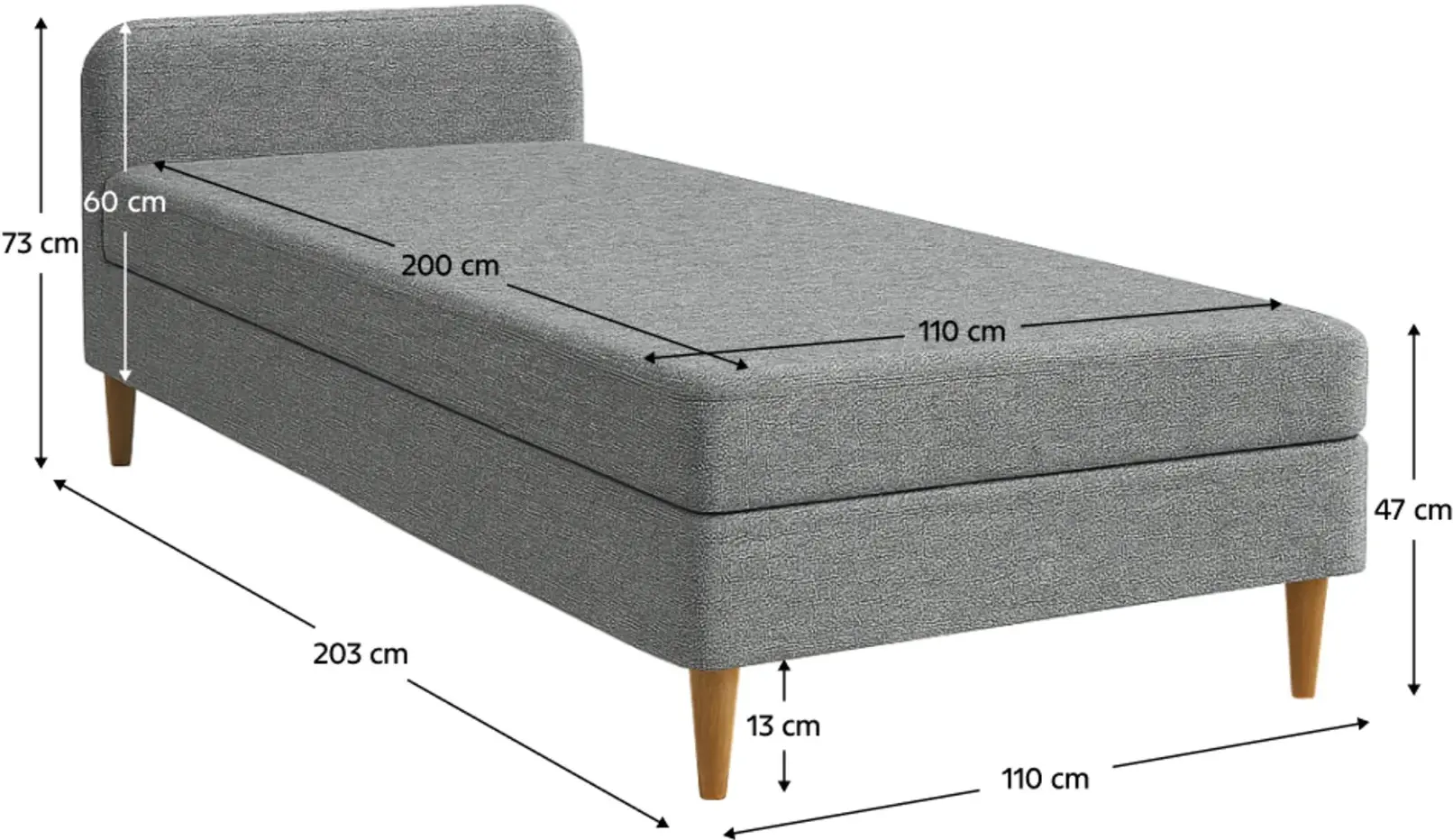 Pat Tempo Kondela Bruny Malmo 90 110x200 (Grey) - 3