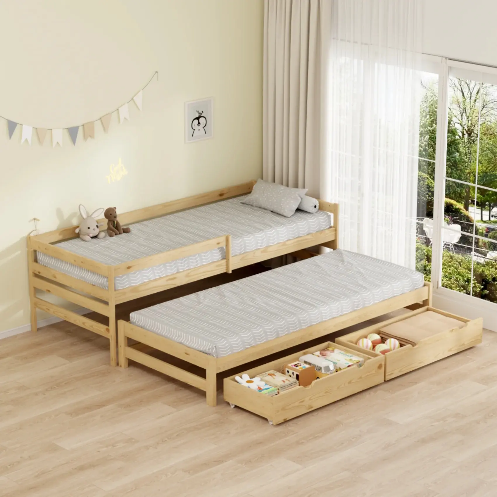 Кровать Tempo Kondela Elara с выдвижной кроватью 90x200 (Natural) - 2