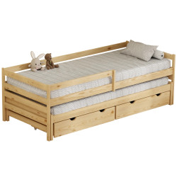 Кровать Tempo Kondela Elara с выдвижной кроватью 90x200 (Natural) Thumb