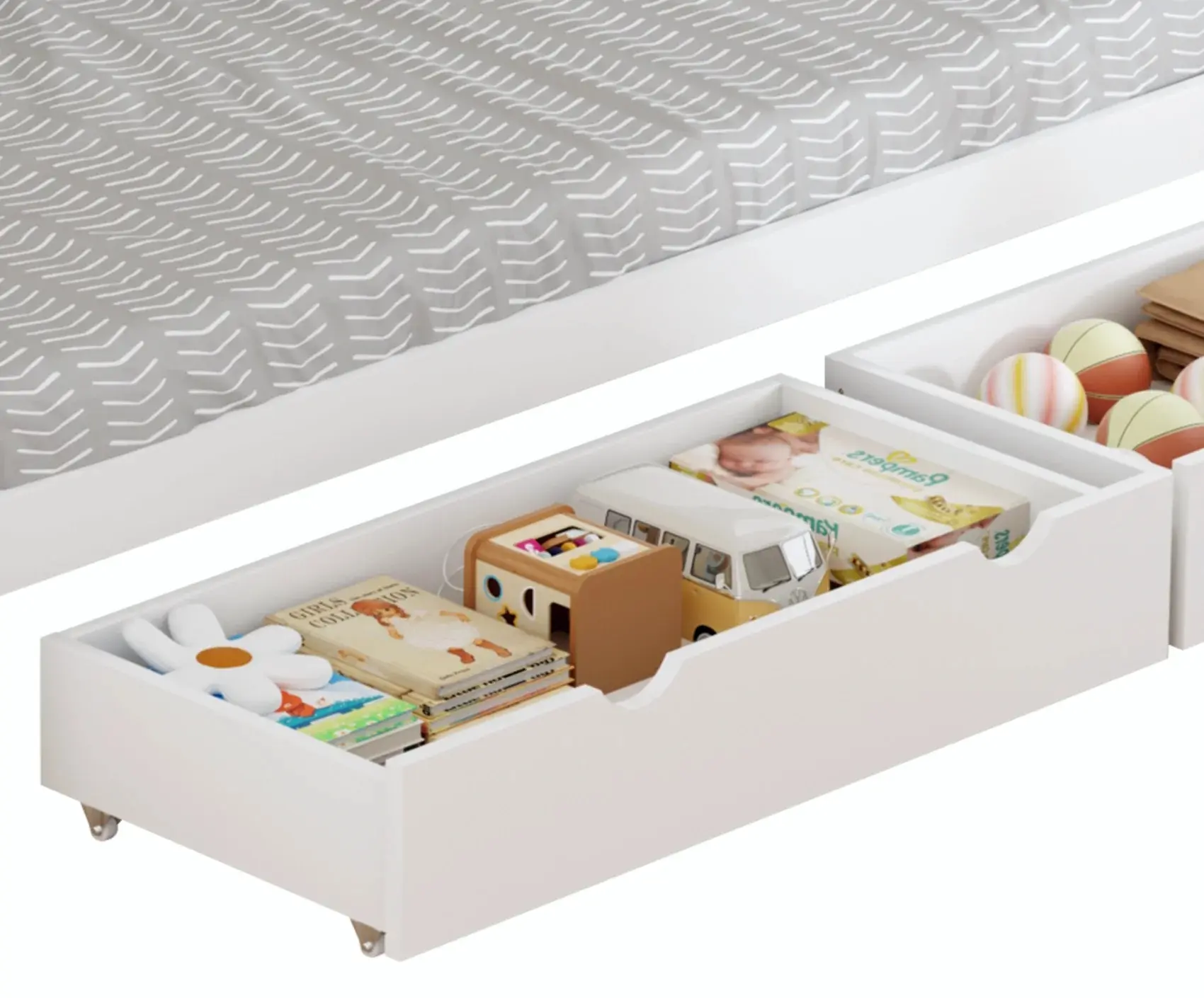 Pat Tempo Kondela Elara cu pat retractabil 90x200 (White) - 9