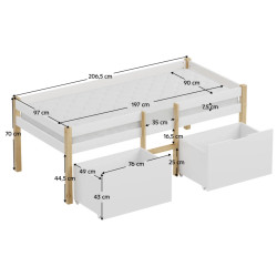 Pat Tempo Kondela Juna 90x200 (Oak/White) Thumb