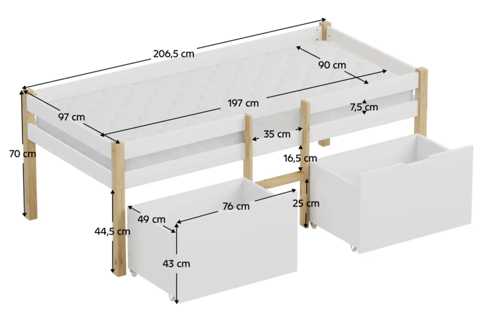 Pat Tempo Kondela Juna 90x200 (Oak/White) - 9