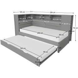 Кровать Tempo Kondela Lendon с выдвижной кроватью 90x200 (Grey) Thumb