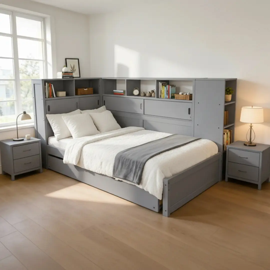 Кровать Tempo Kondela Lendon с выдвижной кроватью 90x200 (Grey)