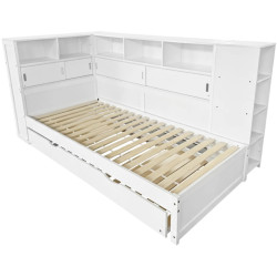 Кровать Tempo Kondela Lendon с выдвижной кроватью 90x200 (White) Thumb