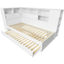 Кровать Tempo Kondela Lendon с выдвижной кроватью 90x200 (White) Thumb
