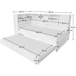 Кровать Tempo Kondela Lendon с выдвижной кроватью 90x200 (White) Thumb