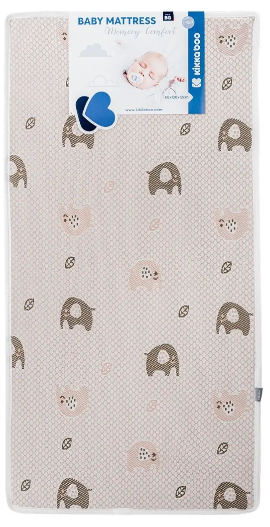 Saltea pentru copii Kikka Boo Memory Comfort Elephants Green 120x60 (12cm) - 2
