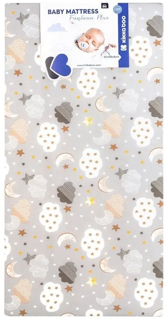Saltea pentru copii Kikka Boo Fantasia Plus Clouds Grey 60x120 (8 cm)