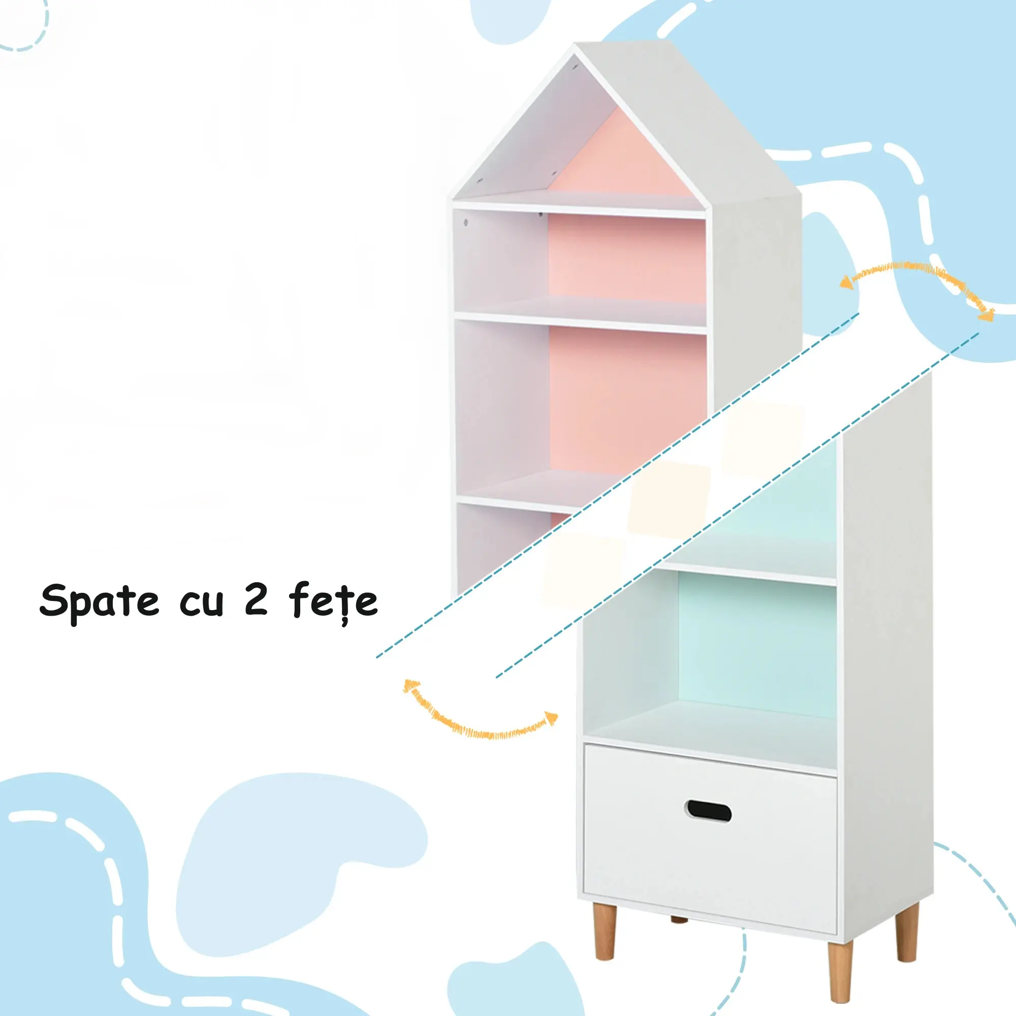 Стеллаж Homcom 311-011 (White/Blue/Pink) - 9