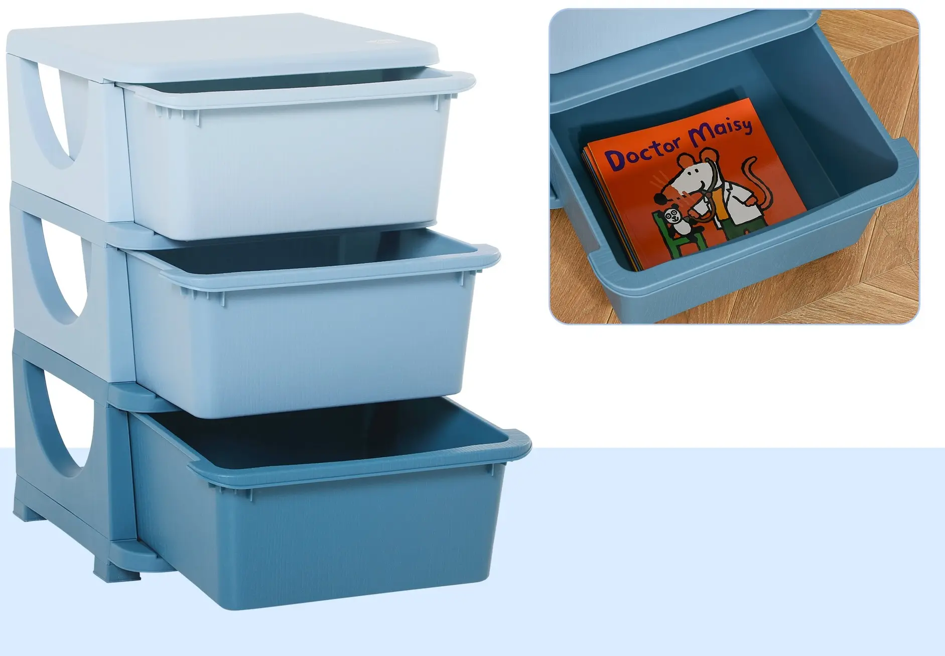 Tumba-organizator de jucarii Homcom 311-023BU (Blue) - 4
