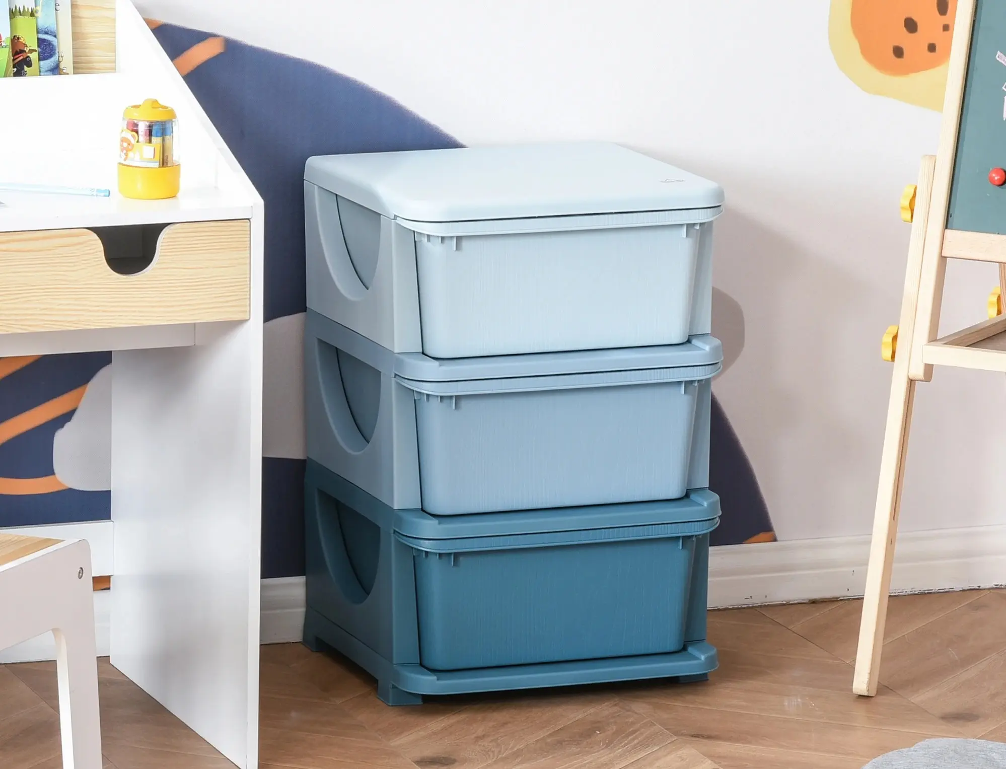Tumba-organizator de jucarii Homcom 311-023BU (Blue) - 7