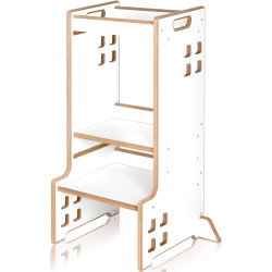 Детский табурет-стремянка 2в1 Lionelo Cass (White/Natural) Thumb