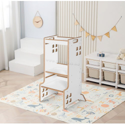 Детский табурет-стремянка 2в1 Lionelo Cass (White/Natural)