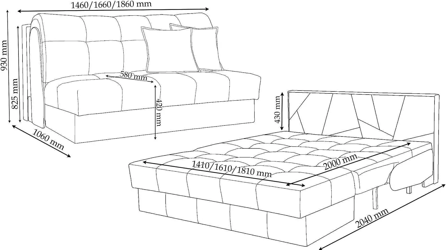 Canapea Charmbed Arizona 1.6m King 02 (Beige)