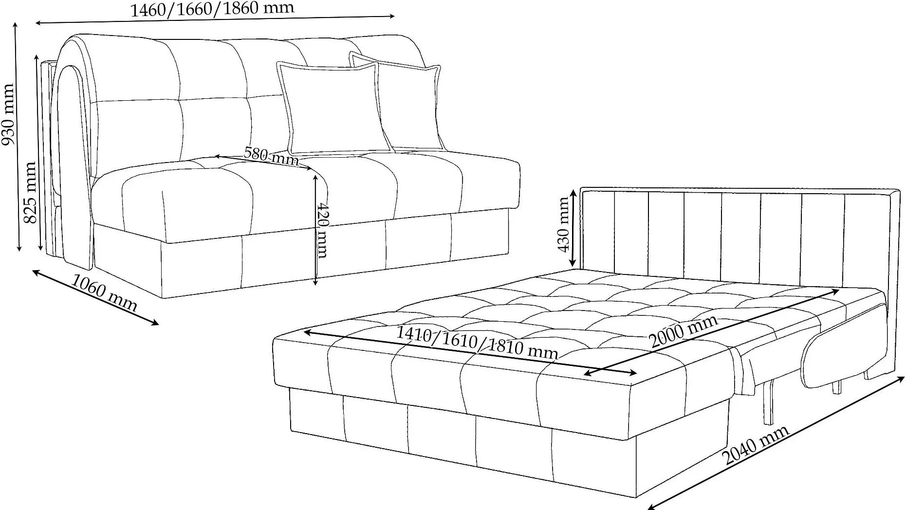 Диван Charmbed Michigan 1.4m Mono 02 (Beige) - 6