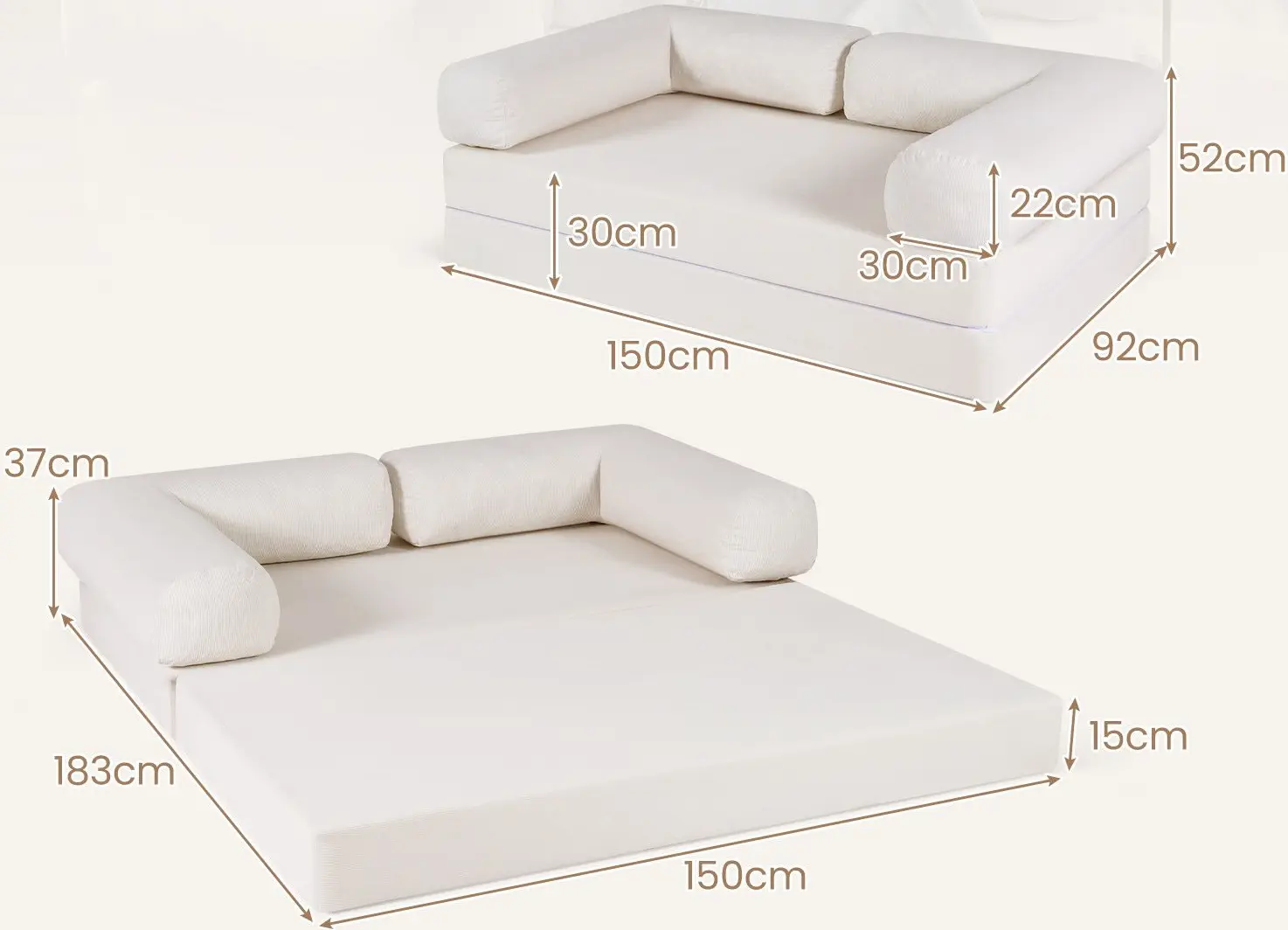 Canapea Costway HV10916BE (Beige) - 6