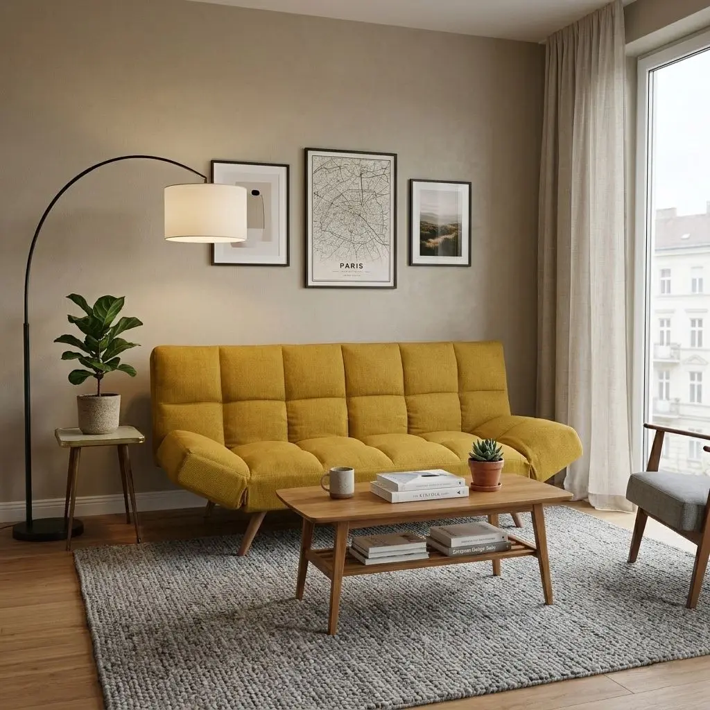 Canapea extensibila DP LM-58 Stofa OTE 280 (Yellow)