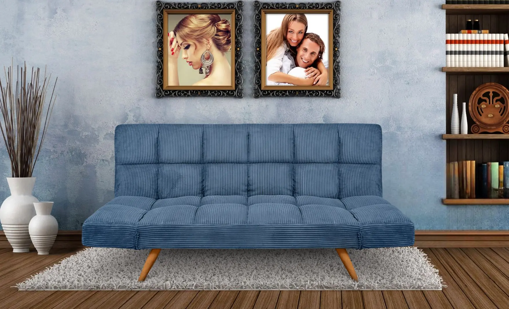 Canapea extensibila DP LM-58 Velvet (Blue)