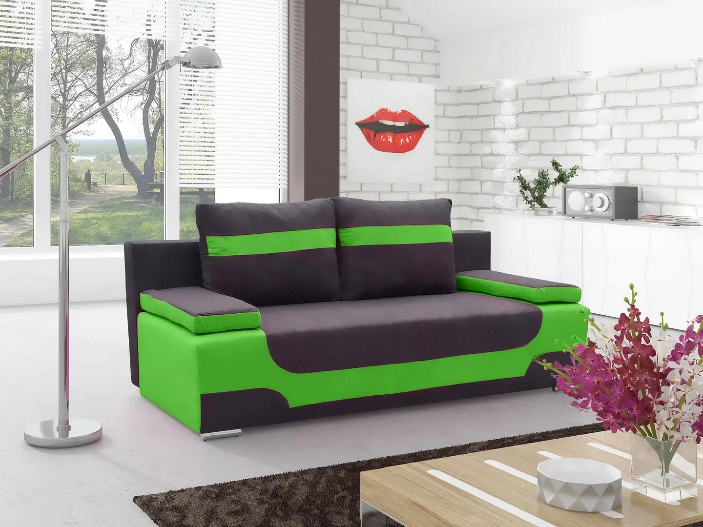 Диван Eltap Area Alova 48/Alova 42 (Dark Brown/Green)