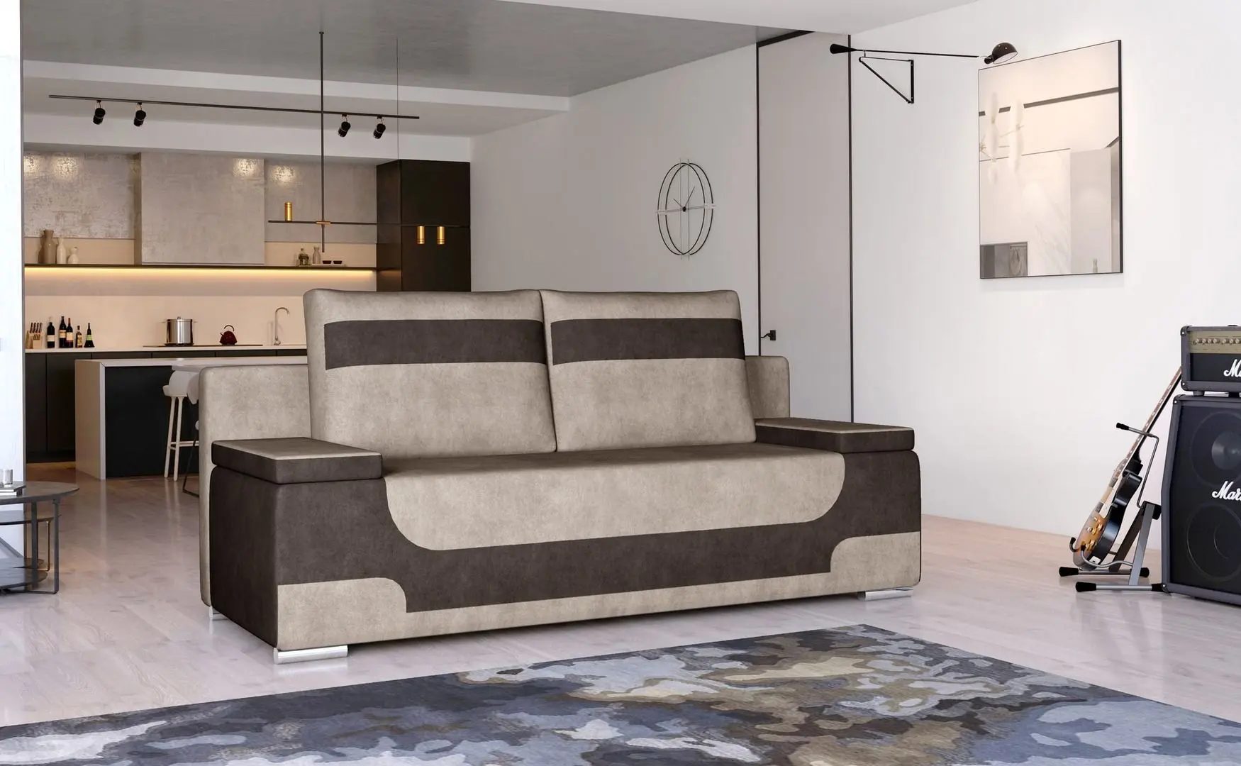 Canapea Eltap Area Dora 22/Dora 28 (Beige-Gray/Dark Brown)