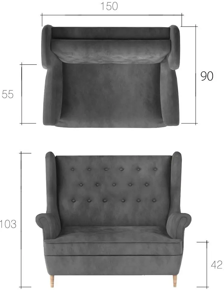 Canapea Eltap Aros 2F Sawana 21 (Gray)