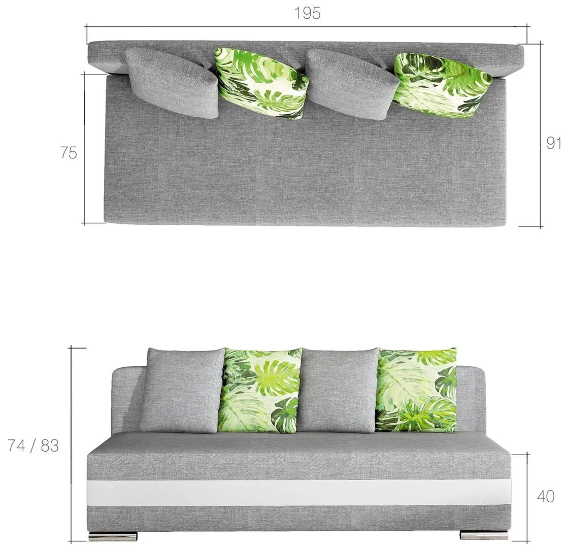 Диван Eltap Calia Sawana 80/Soft 17/Botanical 80 (Blue/White)