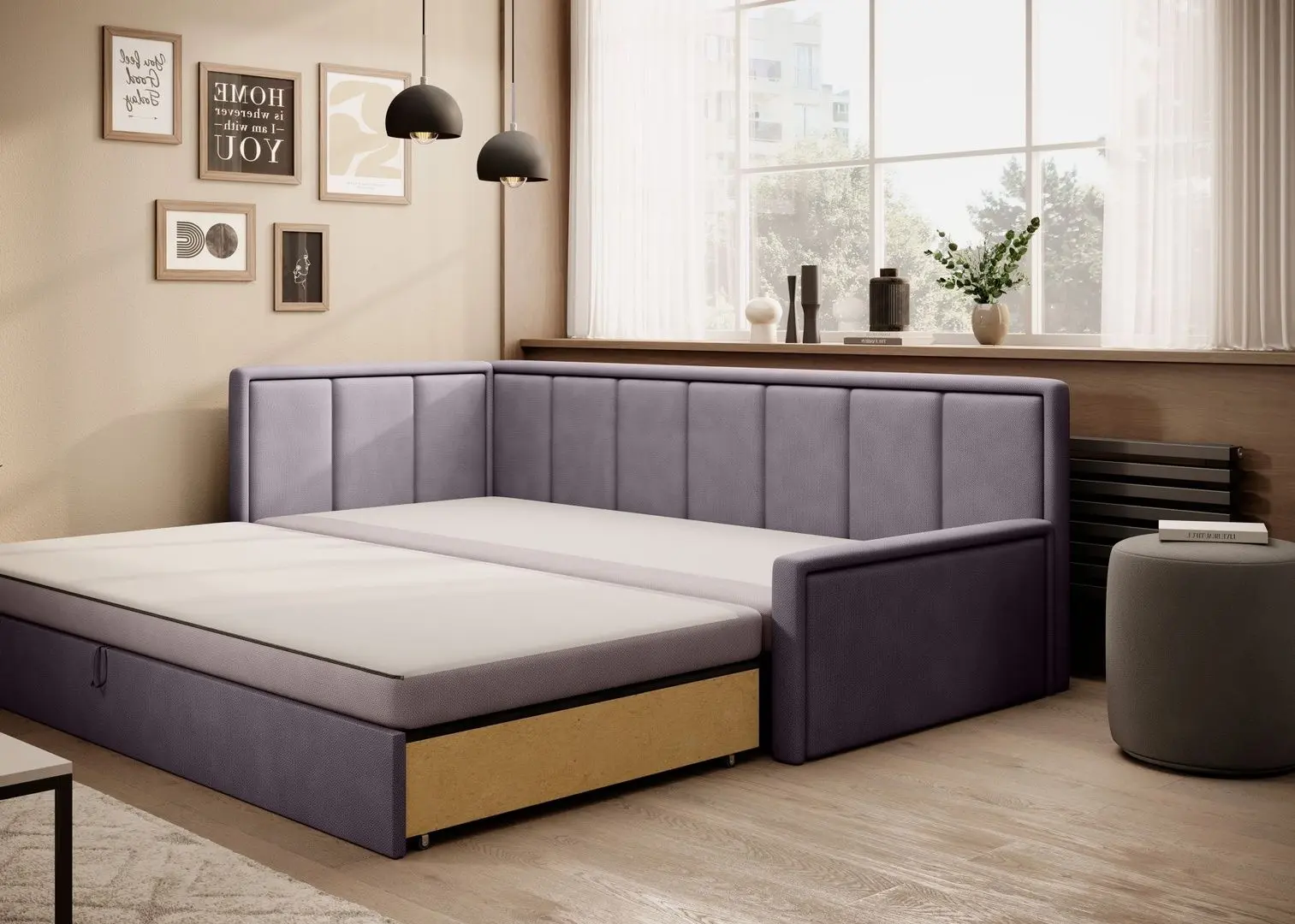 Canapea Eltap Fulgeo Left Poco 101/Poco 41 (Pink Powder/Purple)