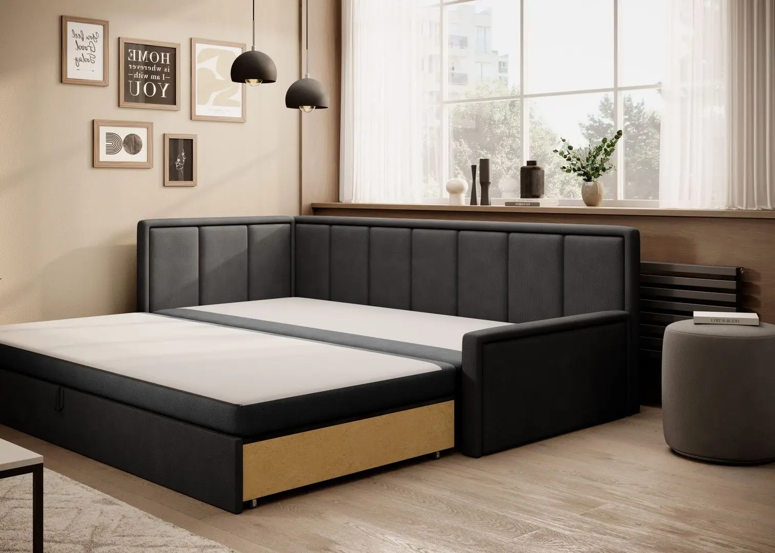 Диван Eltap Fulgeo Left Poco 4/Poco 10 (Gray/Black)